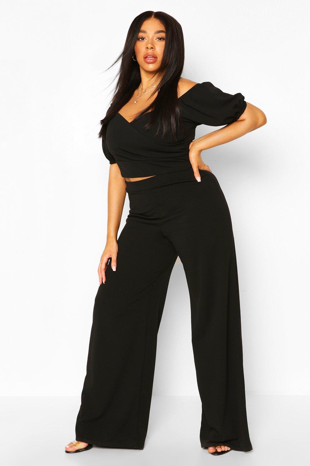 off the shoulder two piece pants set